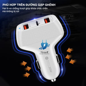 Củ xạc nhanh xe hơi 3 cổng PD 20W USB Adapter - tương thích USB - Type C