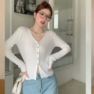 Stella Fashion Chic V-Neck Ribbed Knit Cardigan with Button-Down Closure - Autumn Layering Sweater