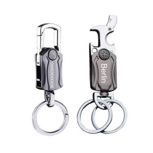 Custom Multifunctional Car Keychain Lettered  4-in-1 Keychain Heavy Duty Anti-Anxiety Rotatable Keyring Box Cutter Bottle Opener