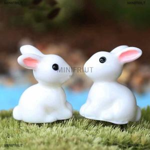 [COD] MINIFRIUT 10PCS Cute Mini Resin Bunnies Miniature Figures 3D Little White Rabbit Ornament Micro Landscape Dollhouse Decoration Diy Crafts