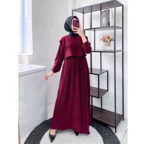 ALESHA Maxy Gamis Cringkle Remaja Polos / Baju Ibu menyusui Kekinian Adem Nyaman