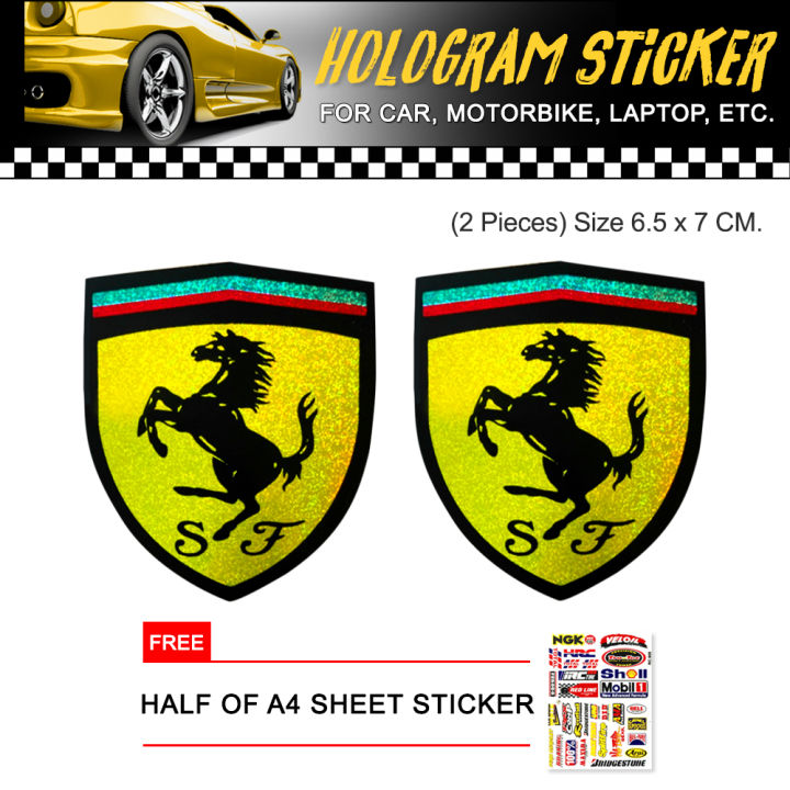 Ferrari Car Stickers High Quality Hologram Vinyl Decals Racing Motor Sports Logo
