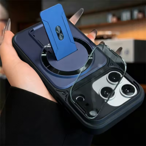 Cool Fold Stand Magnetic Armor Case for iPhone 17 16 15 14 Plus 13 12 11 Pro Max For Magsafe Camera Holder Lens Protection Cover