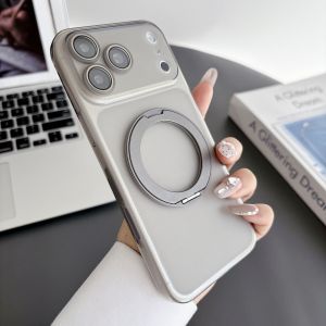 360° Rotating Magnetic Bracket Case For iPhone 17 Pro Max 15 16 14 13 12 11 Matte Translucent Shockproof Cover for MagSafe Shell