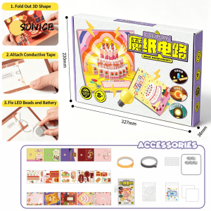 Magic Paper Circuit DIY Luminous 3D Greeting Card Set Foldable Light Up Science Craft Toy 5 Themes Easy 4-Step Production
