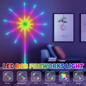 LED Colorful Music Sound Control Firework Light Sound Sync Color Changing Light Strip Remote Control Light for Room Party Holiday Decoration