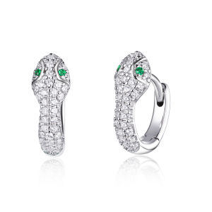 BAMOER 925 Sterling Silver Radiant Clear CZ Snake Heart Pendant Necklace for Women Family Gifts Fine Jewelry SCN409