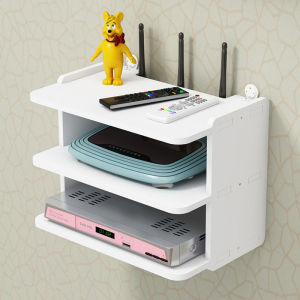 ชั้นวางเราเตอร์ ชั้นวางติดผนัง ชั้นวางของติดผนัง ชั้นวางกล่องwifi ชั้นติดผนัง ที่วางกล่องwifi PVC ชั้นวางกล่องรับสัญญาณ 3 ชั้น