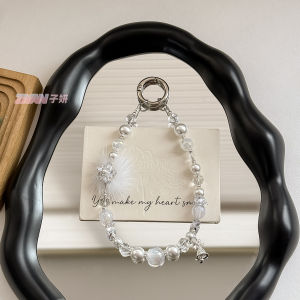 ขนมิงค์หรูหราน้ำหนักเบาสำหรับผู้หญิงกระเป๋าจี้โลหะผสมเพทายลูกปัดคริสตัลแสงสายคล้องโทรศัพท์มือถือ