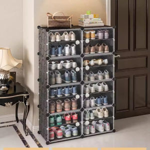 8 Susun /12 Susun Plastik Sepatu Rak Sepatu Tertutup Anti Debu Rak Sepatu Aesthetic Tempat Sepatu Penyimpanan Sepatu Rak Sepatu Minimalis Rak Sepatu Susun Rangka Besi Shoe Organizer