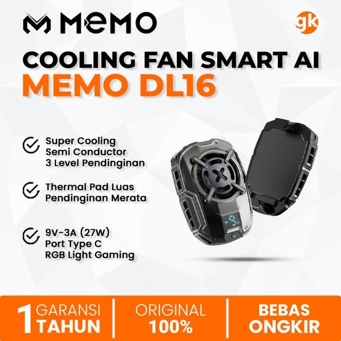 MEMO DL16 Cooling Fan Cooler Gaming Smart AI Radiator Semiconductor LED Indicator RGB Light