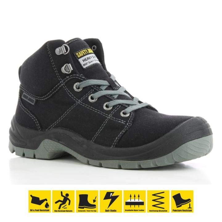 Safety Jogger Desert S1P High Cut Safety Shoes Work Boot Footwear Steel Toe Shoe Oil Resist anti slip Black Protective Foot Safety Footwear Safety