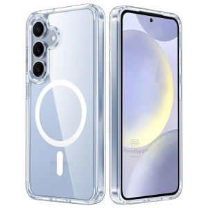 For Samsung Galaxy A07 A17 A54 A57 5G Mag Transparent Acrylic Clear Hard Case Back Cover