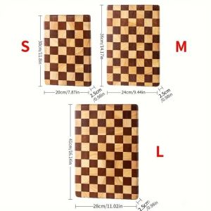 ready⭐Alas Pemotong Checkerboard Kitchen Cutting Board Wood Chopping Block for Non-Slip Wooden Butcher Block Food-Safe