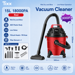 Tixx Vacuum Cleaner for Home 304 Stainless Steel 18L/1800W Wet/Dry and Blowing 16Kpa High-Power Suit For Bed/Sofa/Car