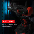 JLD 350N.M Impact Wrench 48Vf bor cas 2 baterai promo Brushless impact jld tool 48v original impact baterai pembuka baut mobil mesin bor baterai cordless impact driver set with koper kayu/tembok/CVT. 