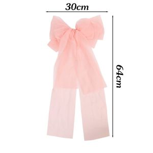 กิ๊บติดผมโบว์ผมหางม้าขนาดใหญ่ผู้หญิงหญิงสาวกิ๊ฟติดผมสไตล์เจ้าหญิงปิ่นประดับผมนางฟ้าสีชมพูแฟชั่นหวาน