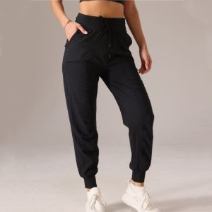 Fabric Drawstring Running Sport Joggers Women Quick Dry Athletic Gym Fitness Sweatpants with Two Side Pockets