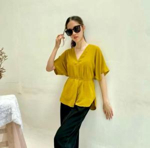 Cassie Top Blouse Crinkle Airflow Kemeja Kekinian / Atasan Model Terbaru