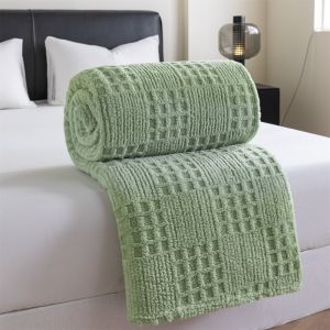 Dansunreve Velvet Blanket Solid Color Waffle Quilt Towel Multifunctional Sofa/Office/Dormitory Blanket Air Conditioning Blanket Single/Queen/King