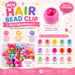 Colourful Bead Hair Clip Klip Rambut Mini Cute Hairpin Kids Baby Girls Braiding DIY Hair Accessories Gift
