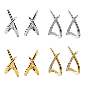 เครื่องประดับต่างหูรูปทรงกางเขน3มิติอเนกประสงค์สีทองหรือสีเงินเหมาะสำหรับสวมใส่ในชีวิตประจำวันหรือในโอกาสพิเศษ