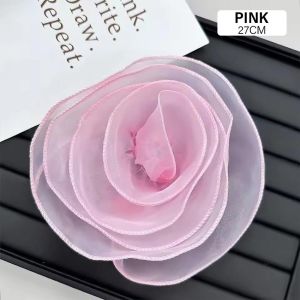 Chest Flower 27CM 3D Organza Fabric Artificial Rose Flowers Patch Wedding Dress Neck Decoration 3D Organza Fabric Artificial Rose Flowers Patch DIY Sewing Applique