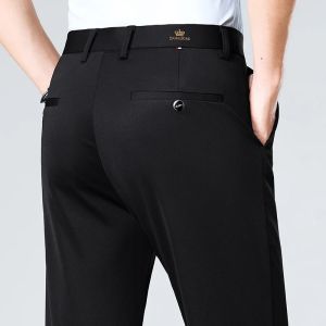 High-stretch fabric mens business trousers suitable for all seasons featuring an elastic waistband and classic office/work for2026