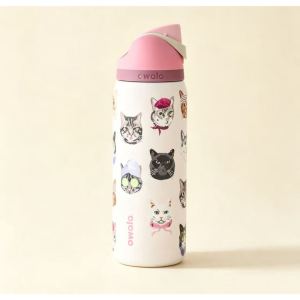 Owala FreeSip 24oz / 32oz Cat collage Stainless Steel Water Bottle Insulated Leak Proof BPA-Free
