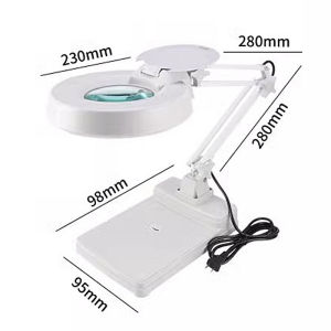 รับประกัน 6 เดือน - แว่นขยาย 10 เท่าพร้อมไฟ LED ปรับแสงได้ โคมไฟแว่นขยายหนีบโต๊ะ / ตั้งโต๊ะ แว่นขยายช่าง / งานฝีมือ / อ่านหนังสือ แว่นขยายโคมไฟตั้งโต๊ะ