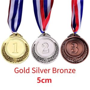 Medali kejuaraan 3pcs Medali Logam 6.5cm Medalion Mendali Penghargaan Warna Emas Perak Perunggu