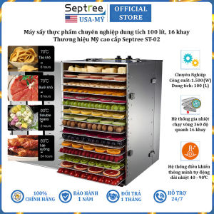 Máy sấy thực phẩm chuyên nghiệp dung tích 100 lít 16 khay thương hiệu Mỹ cao cấp Septree ST-02 - Hàng nhập khẩu bảo hành 12 tháng