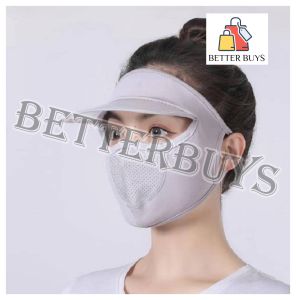 BETTER BUYS 1PC Women Breathable Ice Silk Sunscreen Mask Summer Full Face UV Protection Dustproof Cycling Outdoor Sun Hat