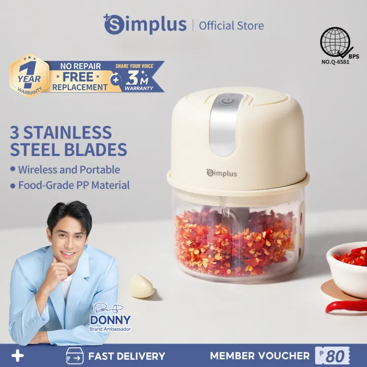 Simplus Meat Grinder Wireless Food Processor Baby Food Blender Portable 250ml