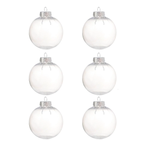 6 cái/lốc rõ ràng châu bóng trang trí Giáng sinh rỗng với rời vàng/bạc móc Treo Kim Loại tuyệt vời cho tiệc cưới kỳ nghỉ