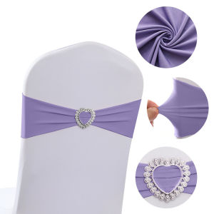 Chair Back Bow Heart Shape Ring Wedding Chair Sash No Tie Stretchy Chair Cover Decoration Ribbon Bow Tie Party Banquet
