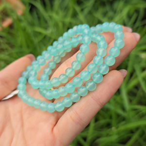 Q2133 Chuỗi 3v Ngọc Agate xanh dương 6li cho Thủy và Mộc - Phong Thuỷ TUDO
