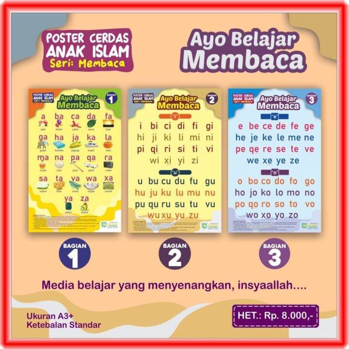 Poster Ayo Membaca Belajar Baca TK RA Paud | Lazada Indonesia