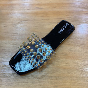 [Free Shipping] Fashionable Studded Flat Sandals 2025 Summer Daily Wear Square Toe Open-Toe Casual Slip-On Sandals For Women
