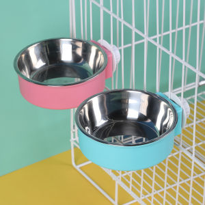Pet Dog Cat Hanging Dual-use Feeding Drinking Water Stainless Steel Liner Feeder