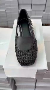 [Free Shipping] Hollow Breathable Single Shoes 2026 New High-End Summer Shallow Sandals Woven Womens Shoes for Outdoor Wear Thick Heel Sandals