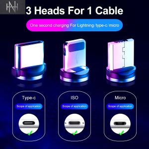 BISA COD Magnetic Charger Cable 3 in 1 Lightning Micro Type-C USB Kabel Cas Magnet