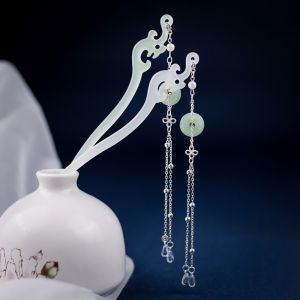 NEEUJ อารมณ์ที่ดี สง่างามเรียบหรู เครื่องมือออกแบบทรงผม อุปกรณ์ประกอบฉากถ่ายภาพ ฮันเสื้อผ้าผ้าโพกศีรษะ ของขวัญสำหรับเด็ก กิ๊บติดผมจีน เครื่องประดับผมผู้หญิง จี้หัวเข็มขัดปิงอัน แท่งติดผมกรดอะซิติก