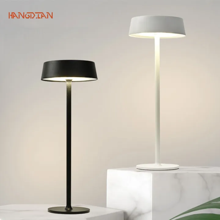 โคมไฟตั้งโต๊ะ HANGDIAN【จัดส่งฟรี】แบบแท่งไฟกลางคืนสัมผัสโต๊ะโลหะหลอดไฟ LED โคมไฟข้างเตียงนอนห้องนั่งเล่นหรี่