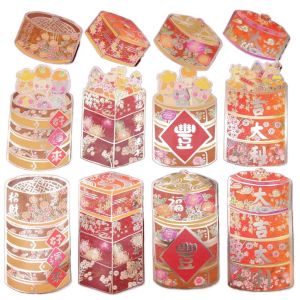 TINGTIAN Mạ vàng Cá nhân Dễ thương 3D Chống phai Tốt May Mắn Sinh Nhật của bé Nguồn Cung Cấp bên Đặc sản Giấy Quà tặng Túi Màu Đỏ May Mắn Túi PURSE Phong Bì Màu Đỏ