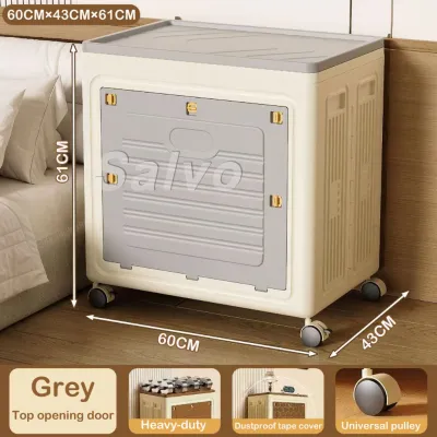 SALVO Large Capacity Foldable Clothes Storage Box Sorting Box With Flip Cover Wheel Home Use Clothes Storage Cabinet