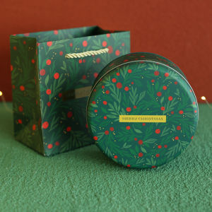 กล่องโลหะกลมใส่คุกกี้  ลายธีมคริสมาสต์  13.7 cm (เฉพาะกล่อง ไม่รวมถุง)