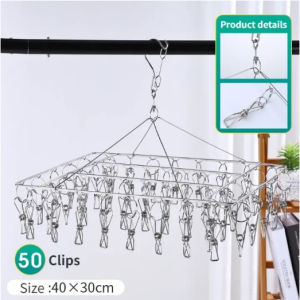 20/50 Clips Drying Racks Hanger Stainless Steel Household Windproof Hanger Clips for Clothes Socks Underwea