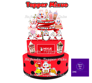 Cake Topper kue ulang tahun karakter Ice Cream Mixue gratis custom nama