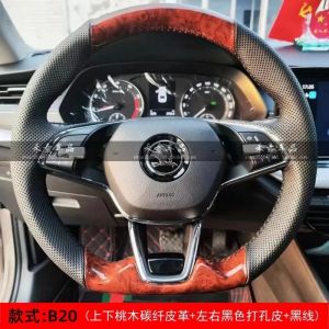 Kaly Hand Stitched Car Steering Wheel Cover for Karoq sport Karoq Scala 2024 2023 2022 DIY Soft Suede leather Car Interior 3H4K8
